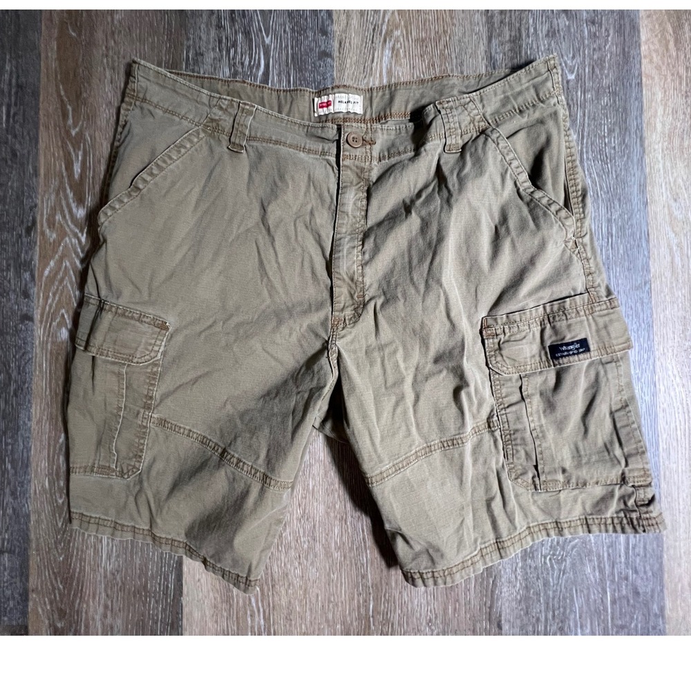 Wrangler Cargo Shorts Mens 40 Tan Relaxed Fit Ripstop Cotton Blend 112314953